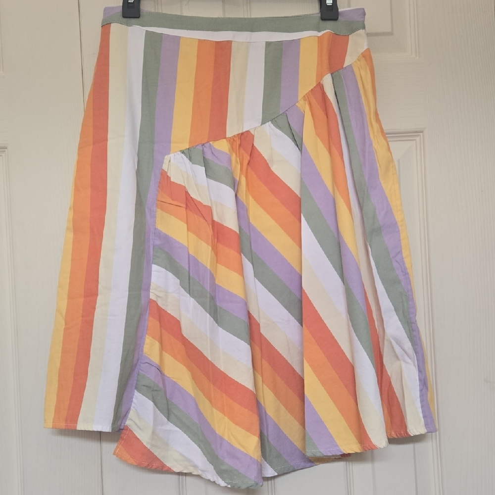 Massimo Colorful Striped A-Line Skirt